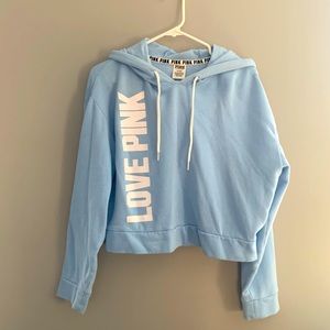 Light Blue PINK Cropped Hoodie